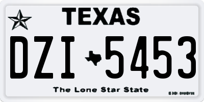 TX license plate DZI5453