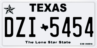 TX license plate DZI5454