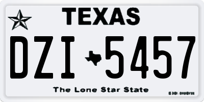 TX license plate DZI5457
