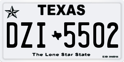 TX license plate DZI5502