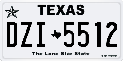 TX license plate DZI5512