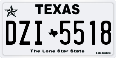 TX license plate DZI5518