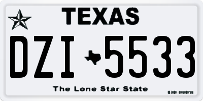 TX license plate DZI5533