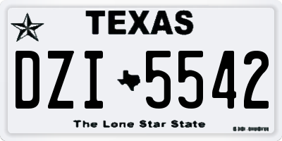 TX license plate DZI5542