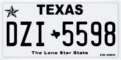 TX license plate DZI5598