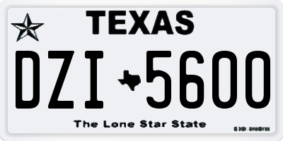 TX license plate DZI5600