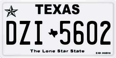 TX license plate DZI5602