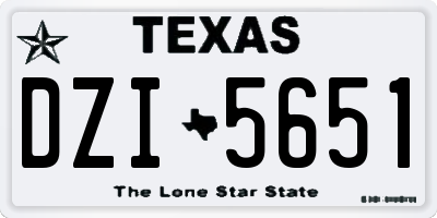 TX license plate DZI5651