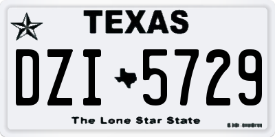 TX license plate DZI5729