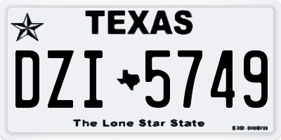 TX license plate DZI5749