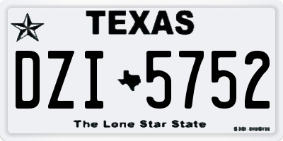 TX license plate DZI5752