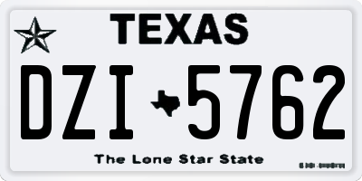 TX license plate DZI5762