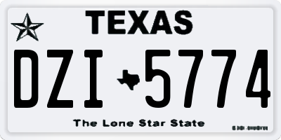 TX license plate DZI5774