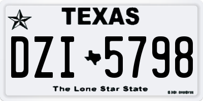 TX license plate DZI5798