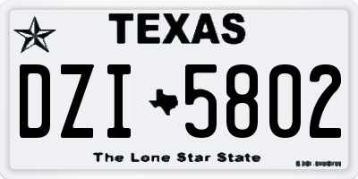 TX license plate DZI5802