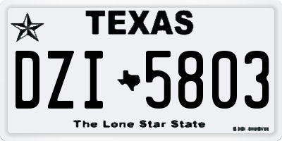 TX license plate DZI5803