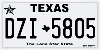 TX license plate DZI5805