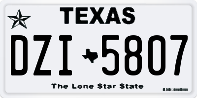 TX license plate DZI5807