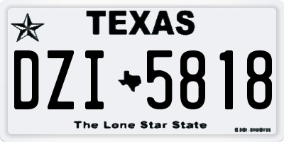 TX license plate DZI5818
