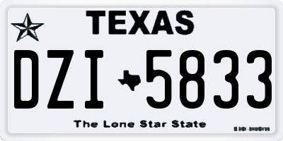 TX license plate DZI5833
