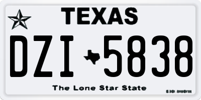 TX license plate DZI5838