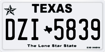 TX license plate DZI5839
