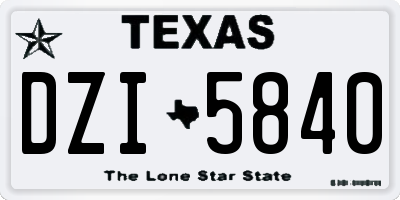 TX license plate DZI5840