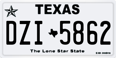 TX license plate DZI5862