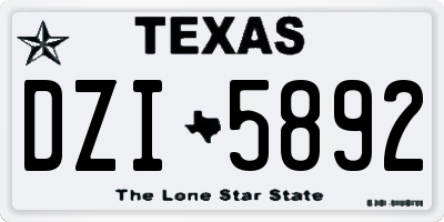TX license plate DZI5892