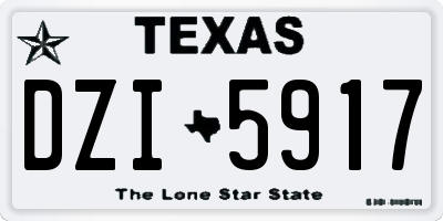 TX license plate DZI5917