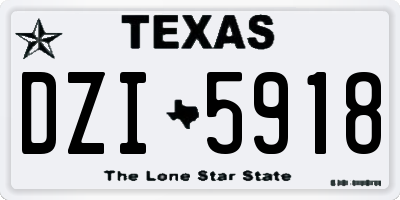 TX license plate DZI5918