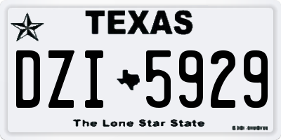 TX license plate DZI5929