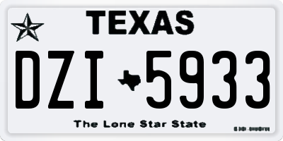 TX license plate DZI5933