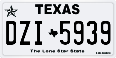 TX license plate DZI5939