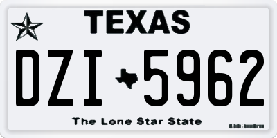 TX license plate DZI5962