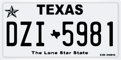 TX license plate DZI5981
