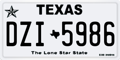 TX license plate DZI5986