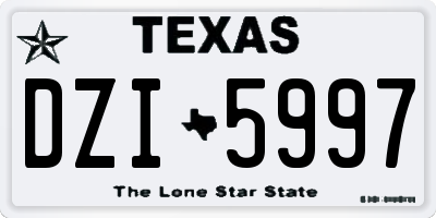 TX license plate DZI5997