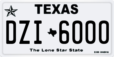 TX license plate DZI6000