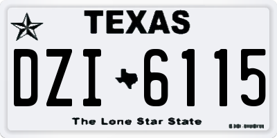 TX license plate DZI6115