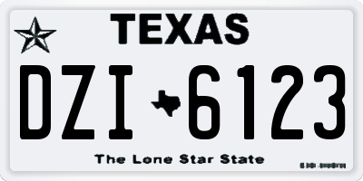 TX license plate DZI6123