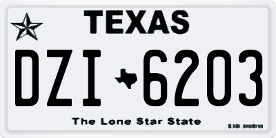 TX license plate DZI6203