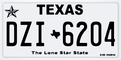 TX license plate DZI6204