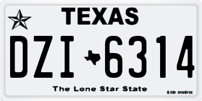 TX license plate DZI6314