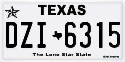 TX license plate DZI6315