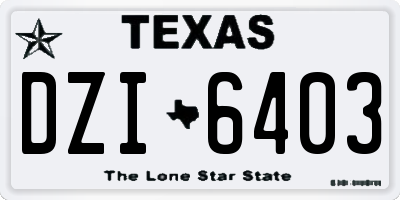 TX license plate DZI6403