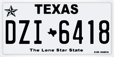 TX license plate DZI6418
