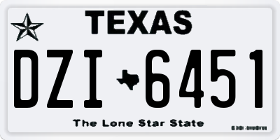 TX license plate DZI6451