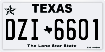 TX license plate DZI6601