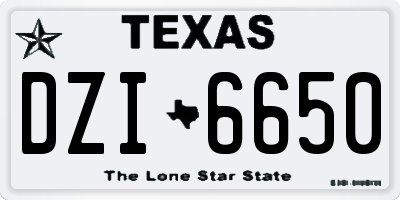 TX license plate DZI6650